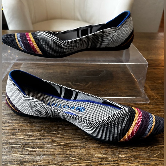 Rothy’s‎ Pointed Toe Knit Flats Striped Toe Washable Women’s 8 - Picture 2 of 7